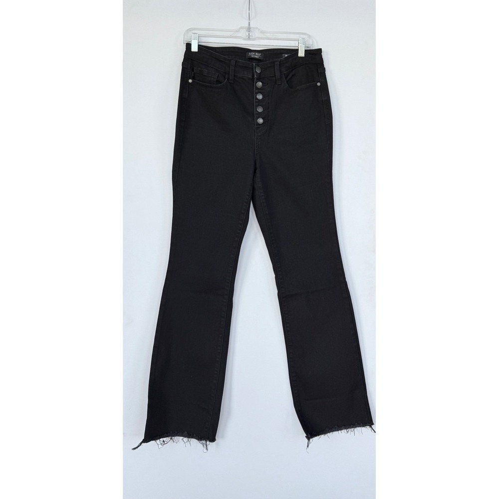 Judy Blue Womens Jeans Size 11 Black Boot Cut Raw Hem Flare Denim Rodeo Festival